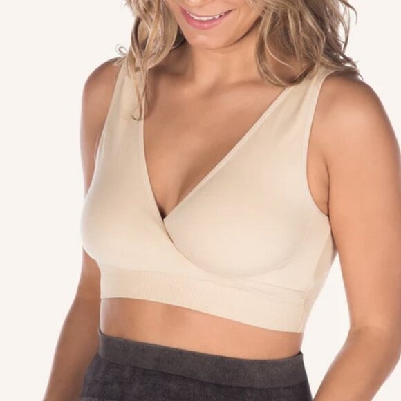 Lot of 2 Leading Lady Harmony BEIGE Size Medium Crossover Comfort & Sleep Bra - Picture 1 of 4